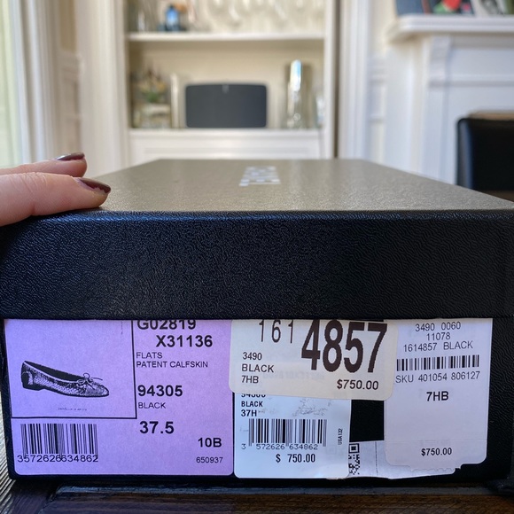 CHANEL black patent ballet flats, 37.5, OG box - Picture 8 of 11